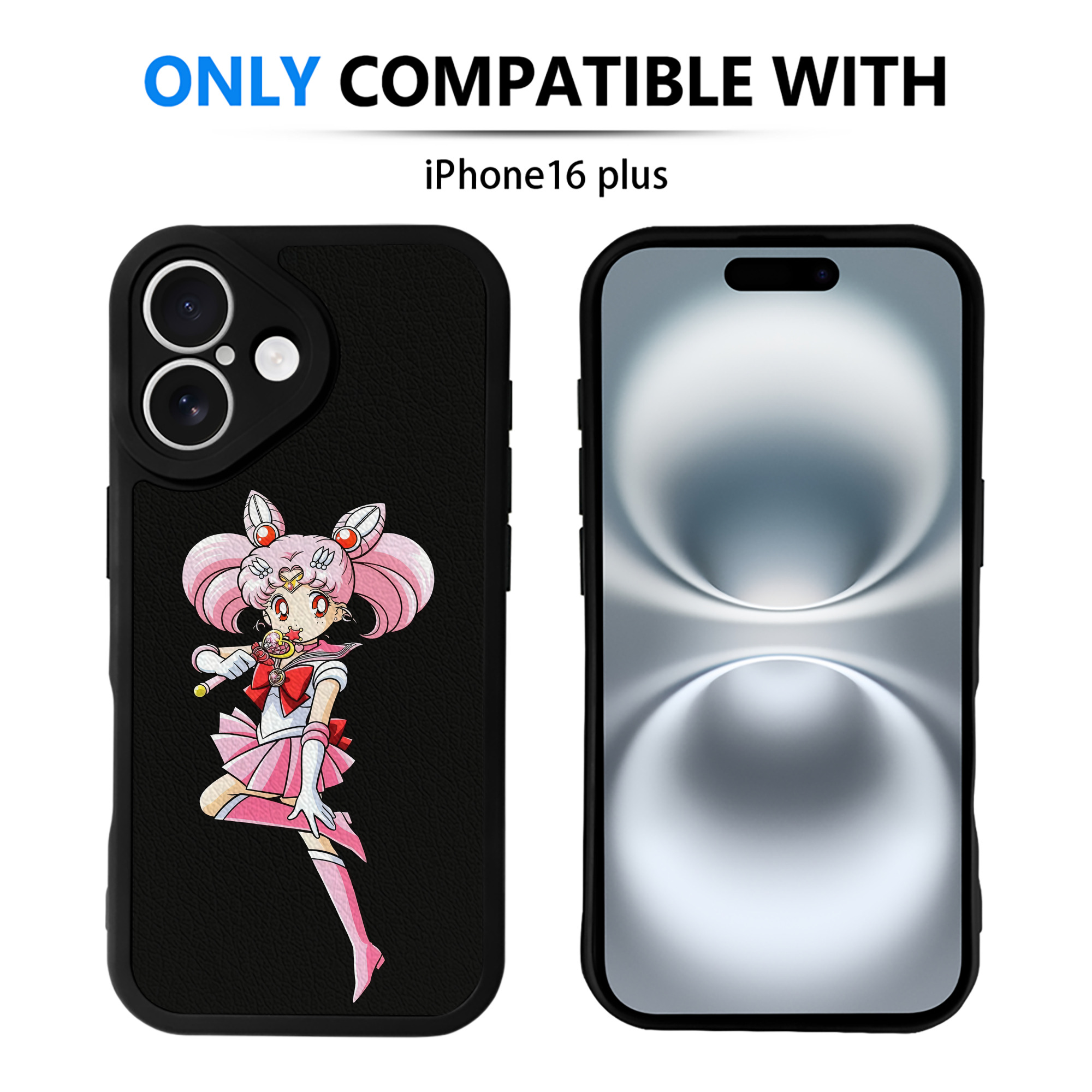 （画像用） 美少女戦士セーラームーン ちびうさ Sailor Moon Chibiusa Tsukino Usagi Small Lady Serenity 【iPhone 16シリーズ対応】シリコンスマホケース（レザー調） 材質：シリコン